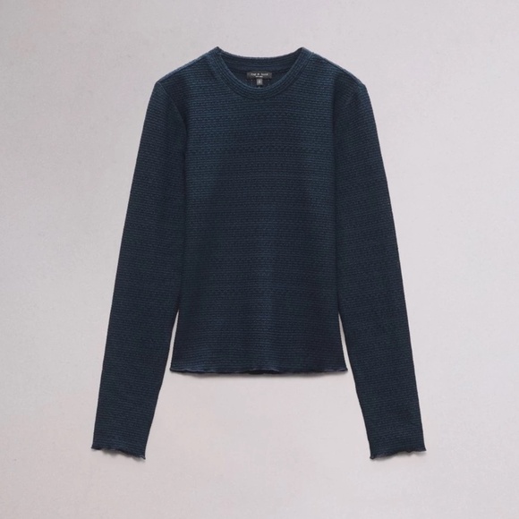 rag & bone navy blue (salute) long sleeve jacquard top - Picture 1 of 5